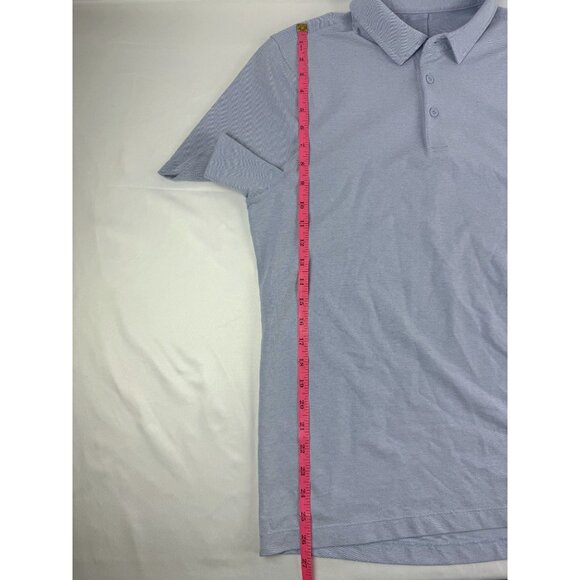 Lululemon Mens Polo Shirt Light Blue Heathered Poly Blend Medium Stretch - Picture 5 of 6